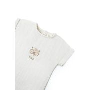 Set tricou ecru cu pantaloni scurti TeddyBear, 100% bumbac organic, BabyCosy (Marime: 3-6 Luni) JEMBC-CSYM7104-3