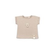 Set tricou maro cu pantaloni scurti TeddyBear, 100% bumbac organic, BabyCosy (Marime: 12-18 Luni) JEMBC-CSYM7103-12
