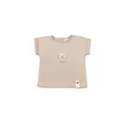 Set tricou maro cu pantaloni scurti TeddyBear, 100% bumbac organic, BabyCosy (Marime: 18-24 Luni) JEMBC-CSYM7103-18