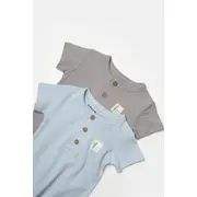 Set 2 salopete scurte Bamboo, blue, BabyCosy, 50%bumbac+50% bambus (Marime: 9-12 luni) JEMBC-CSYB9038-9