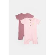 Set 2 salopete scurte Bamboo, roz, BabyCosy, 50%bumbac+50% bambus (Marime: 12-18 Luni) JEMBC-CSYB9036-12