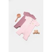 Set 2 salopete scurte Bamboo, roz, BabyCosy, 50%bumbac+50% bambus (Marime: 3-6 Luni) JEMBC-CSYB9036-3