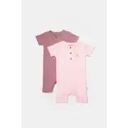 Set 2 salopete scurte Bamboo, roz, BabyCosy, 50%bumbac+50% bambus (Marime: 9-12 luni) JEMBC-CSYB9036-9