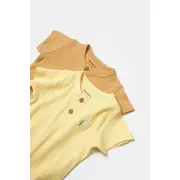 Set 2 tricouri Bamboo, galben, BabyCosy, 50% bumbac+50%bambus (Marime: 6-9 luni) JEMBC-CSYB9022-6
