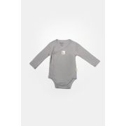 Set 4 piese:body, pantaloni, baveta si caciulita Bamboo, gri, BabyCosy, 50% bumbac+50%bambus (Marime: 6-9 luni) JEMBC-CSYB9011-6