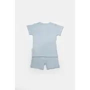 Set tricou cu pantaloni Bamboo, blue, BabyCosy, 50%bumbac+50% bambus (Marime: 12-18 Luni) JEMBC-CSYB9043-12