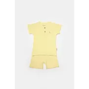 Set tricou cu pantaloni Bamboo, galben, BabyCosy, 50%bumbac+50% bambus (Marime: 12-18 Luni) JEMBC-CSYB9041-12