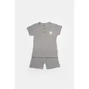 Set tricou cu pantaloni Bamboo, gri, BabyCosy, 50%bumbac+50% bambus (Marime: 18-24 Luni) JEMBC-CSYB9044-18