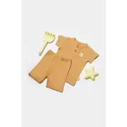 Set tricou cu pantaloni Bamboo, maro, BabyCosy, 50%bumbac+50% bambus (Marime: 6-9 luni) JEMBC-CSYB9042-6