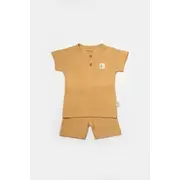 Set tricou cu pantaloni Bamboo, maro, BabyCosy, 50%bumbac+50% bambus (Marime: 6-9 luni) JEMBC-CSYB9042-6