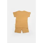 Set tricou cu pantaloni Bamboo, maro, BabyCosy, 50%bumbac+50% bambus (Marime: 6-9 luni) JEMBC-CSYB9042-6