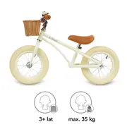 Bicicleta De Echilibru Fara Pedale Pentru Copii, Reglabila, Roti De 12  , Sonerie Si Cos, 3 Ani+, Retro Classy Cream, Kidwell Pjbrobicla01a0