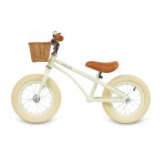 Bicicleta De Echilibru Fara Pedale Pentru Copii, Reglabila, Roti De 12  , Sonerie Si Cos, 3 Ani+, Retro Classy Cream, Kidwell Pjbrobicla01a0