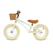 Bicicleta De Echilibru Fara Pedale Pentru Copii, Reglabila, Roti De 12  , Sonerie Si Cos, 3 Ani+, Retro Classy Cream, Kidwell Pjbrobicla01a0