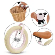 Bicicleta De Echilibru Fara Pedale Pentru Copii, Reglabila, Roti De 12  , Sonerie Si Cos, 3 Ani+, Retro Classy Pink, Kidwell Pjbrobicla02a0