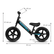 Bicicleta De Echilibru Fara Pedale Pentru Copii, Reglabila Si Roti Late Eva De 12  ,  Rebel Black, Kidwell Pjbrobireb14a0
