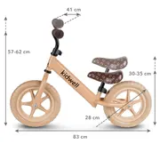 Bicicleta De Echilibru Fara Pedale Pentru Copii, Reglabila Si Roti Late Eva De 12  , Rebel Beige, Kidwell Pjbrobireb18a0