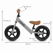 Bicicleta De Echilibru Fara Pedale Pentru Copii, Reglabila Si Roti Late Eva De 12  , Rebel Gray, Kidwell Pjbrobireb15a0