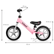 Bicicleta De Echilibru Fara Pedale Pentru Copii, Reglabila Si Roti Late Eva De 12  , Rebel Pink, Kidwell Pjbrobirel03a0