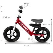 Bicicleta De Echilibru Fara Pedale Pentru Copii, Reglabila Si Roti Late Eva De 12  , Rebel Red, Kidwell Pjbrobireb17a0