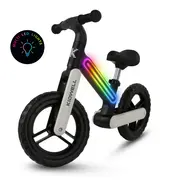 Bicicleta De Echilibru Fara Pedale Pentru Copii, Sa Reglabila, Cu Lumini Led, Roti Eva, 2 Ani+, Suno Black White, Kidwell Pjbrobisun02a0