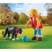 Playmobil - Figurina femeie cu animalut de colectie caine de Munte ARTPM71738