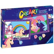 Ravensburger - CreArt pictura pe numere pentru copii 2 sabloane cu unicorni magici ARTRVSPBN23558
