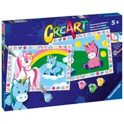 Ravensburger - CreArt pictura pe numere pentru copii 2 sabloane unicorni veseli ARTRVSPBN23699