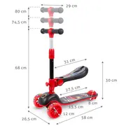 Trotineta Copii Cu Sezut, Transformabila 2in1, Pliabila, Cu Lumini Led, Rimba Race, 1-5 Ani, Pana La 50 Kg, Kidwell Pjbhubarim01a2