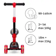 Trotineta Copii Cu Sezut, Transformabila 2in1, Pliabila, Cu Lumini Led, Rimba Race, 1-5 Ani, Pana La 50 Kg, Kidwell Pjbhubarim01a2