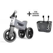 Bicicleta fara pedale cu cosulet pentru ghidon Funny Wheels Rider SPORT 2 in 1 Gri PMICFWR-S-GREYB