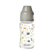 Biberon din sticla cu gat larg Crown 240ml Grey ERFB911653
