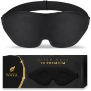 Masca de somn 3D Premium, WAYA , Poliester, Reglabila, 100% lumina blocata, Negru EKDEM-S1