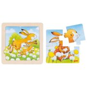 Puzzle Educativ Lemn 2 in 1 Copii 1 an+ Set 4 Buc Animalute   Carboysafety CBKCBK-57327