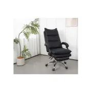 Scaun directorial ab041, piele ecologica, robust, cadru cromat, spatar rabatabil, suport picioare,120 kg, negru drm10368