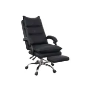 Scaun directorial ab041, piele ecologica, robust, cadru cromat, spatar rabatabil, suport picioare,120 kg, negru drm10368