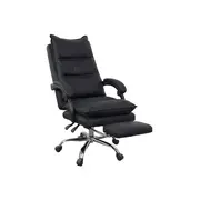 Scaun directorial ab041, piele ecologica, robust, cadru cromat, spatar rabatabil, suport picioare,120 kg, negru drm10368