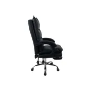 Scaun directorial ab041, piele ecologica, robust, cadru cromat, spatar rabatabil, suport picioare,120 kg, negru drm10368
