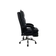 Scaun directorial ab041, piele ecologica, robust, cadru cromat, spatar rabatabil, suport picioare,120 kg, negru drm10368