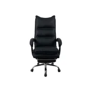 Scaun directorial ab041, piele ecologica, robust, cadru cromat, spatar rabatabil, suport picioare,120 kg, negru drm10368