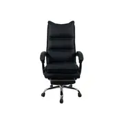 Scaun directorial ab041, piele ecologica, robust, cadru cromat, spatar rabatabil, suport picioare,120 kg, negru drm10368