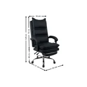 Scaun directorial ab041, piele ecologica, robust, cadru cromat, spatar rabatabil, suport picioare,120 kg, negru drm10368
