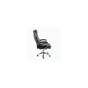 Scaun directorial off 633, piele ecologica, suport lombar, robust, mecanism de balans, brate tapitate,120 kg, negru drm10543