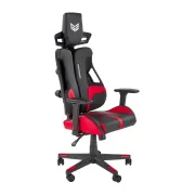 Scaun directorial pentru gaming hm nitro, piele ecologica/stofa, cotiere reglabile, multiblock, ergonomic,120 kg, negru/rosu drm10407