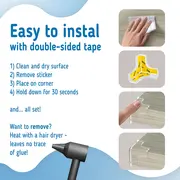 Set 12 Coltare din Silicon pentru colturi, forma T, fixare cu adeziv puternic Tesa, fara urme, Sipo EKDSBS-EC55T