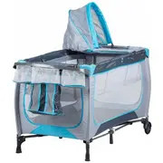 Patut pliabil accesorizat ecotoys - gri - resigilat (husa transport rupta) ede626a_resigilat