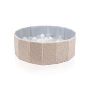 Piscina uscata pliabila cu bile, BabyJem, 30x83 cm, 100 bile albe, somon JEMbj_8621