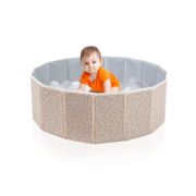 Piscina uscata pliabila cu bile, BabyJem, 30x83 cm, 100 bile albe, somon JEMbj_8621