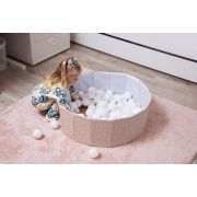 Piscina uscata pliabila cu bile, BabyJem, 30x83 cm, 100 bile albe, somon JEMbj_8621