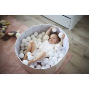Piscina uscata pliabila cu bile, BabyJem, 30x83 cm, 100 bile albe, somon JEMbj_8621